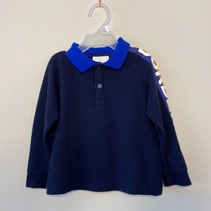 Children’s Navy Burberry Long Sleeve Polo Shirt 18 months
